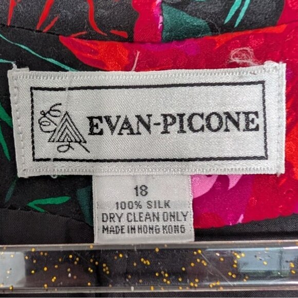 Vintage Evan Picone Silk Floral Jacket Womens Size 18 XL Green Open Cardigan - Picture 5 of 10